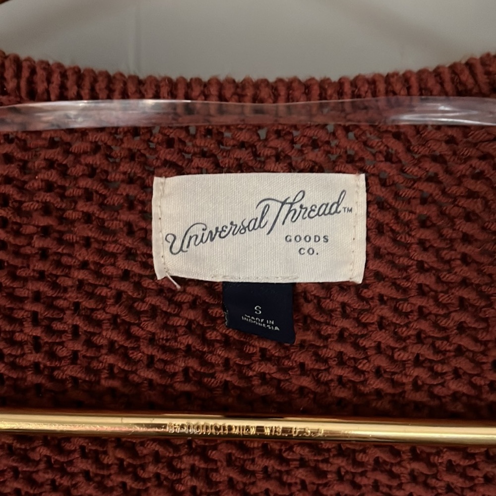 Universal Thread | Small Rust Ruffle Knit Cardigan - Picture 3 of 7
